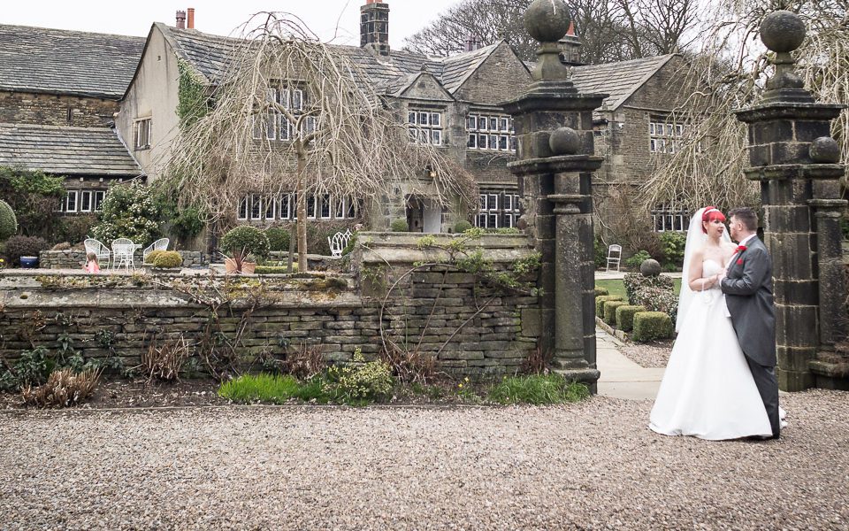 Wedding Couple outside Holdsworth House Halifax