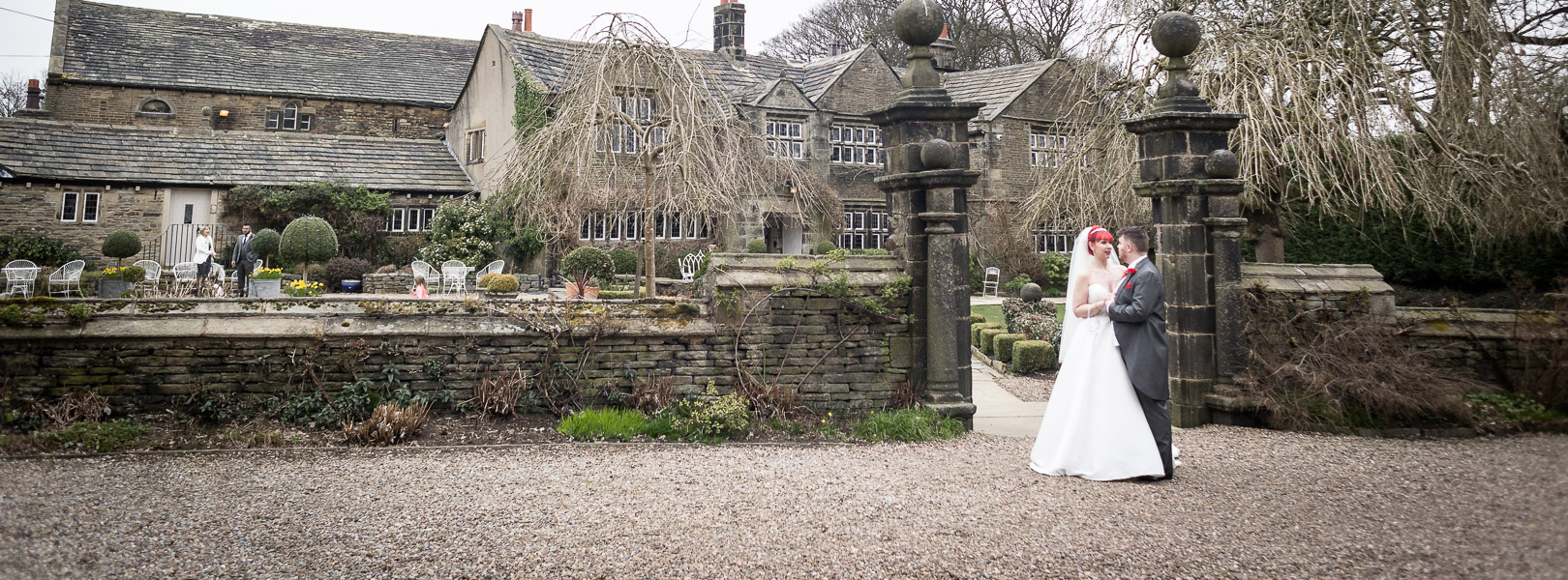 Wedding Couple outside Holdsworth House Halifax