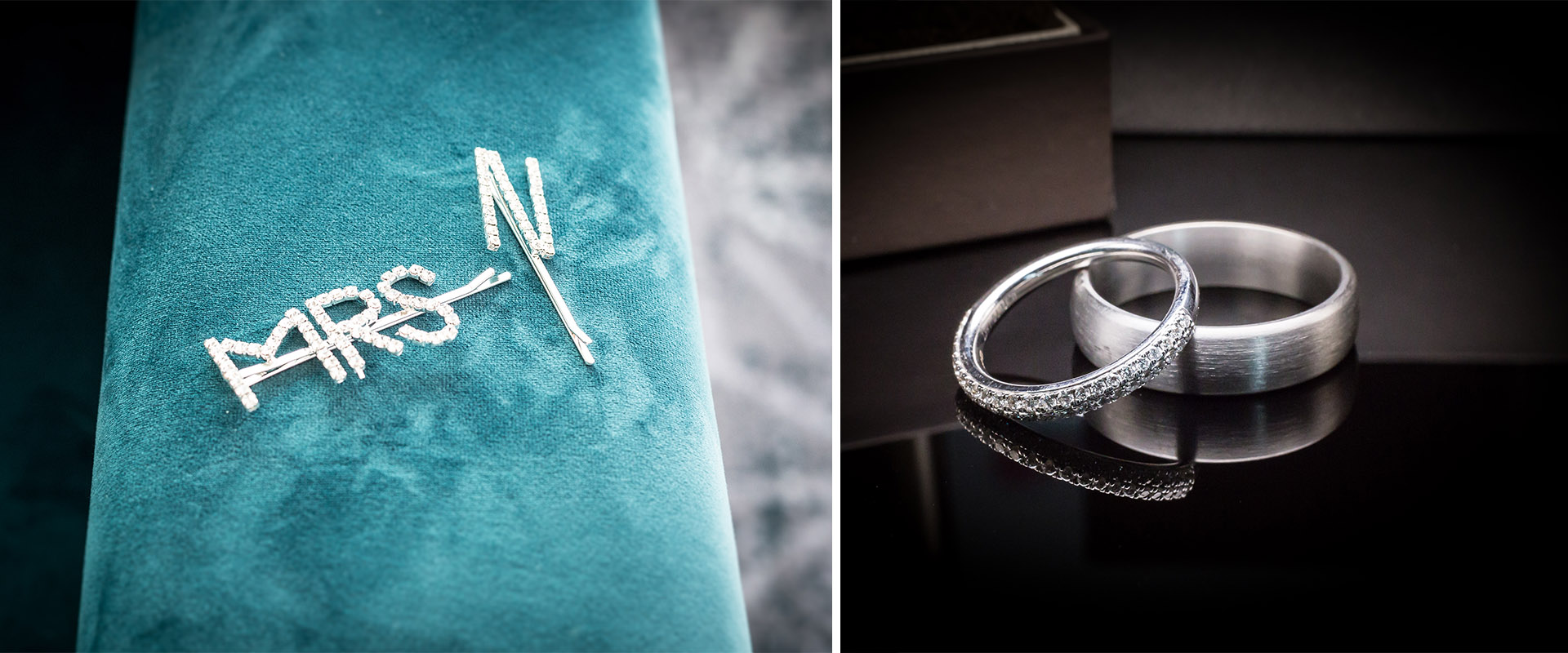 Wedding broach and wedding ring detail